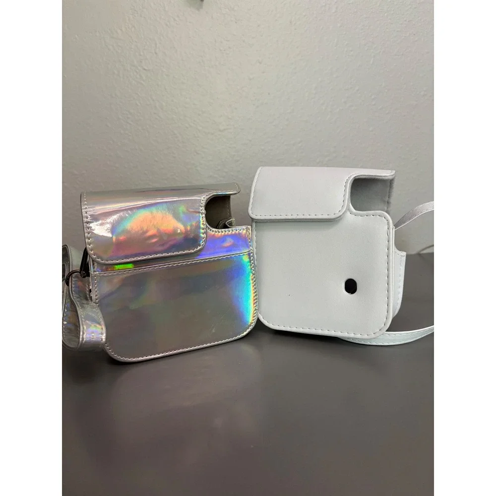 Fujifilm Instax Mini Camera Film and‎ Case Bundle White Holographic Silver
